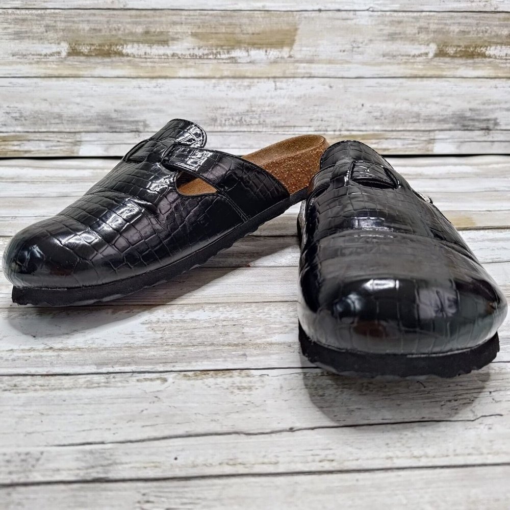Birkenstock Betula Narrow Black Patent Leather Clogs Mules Size 40 EU/9 US